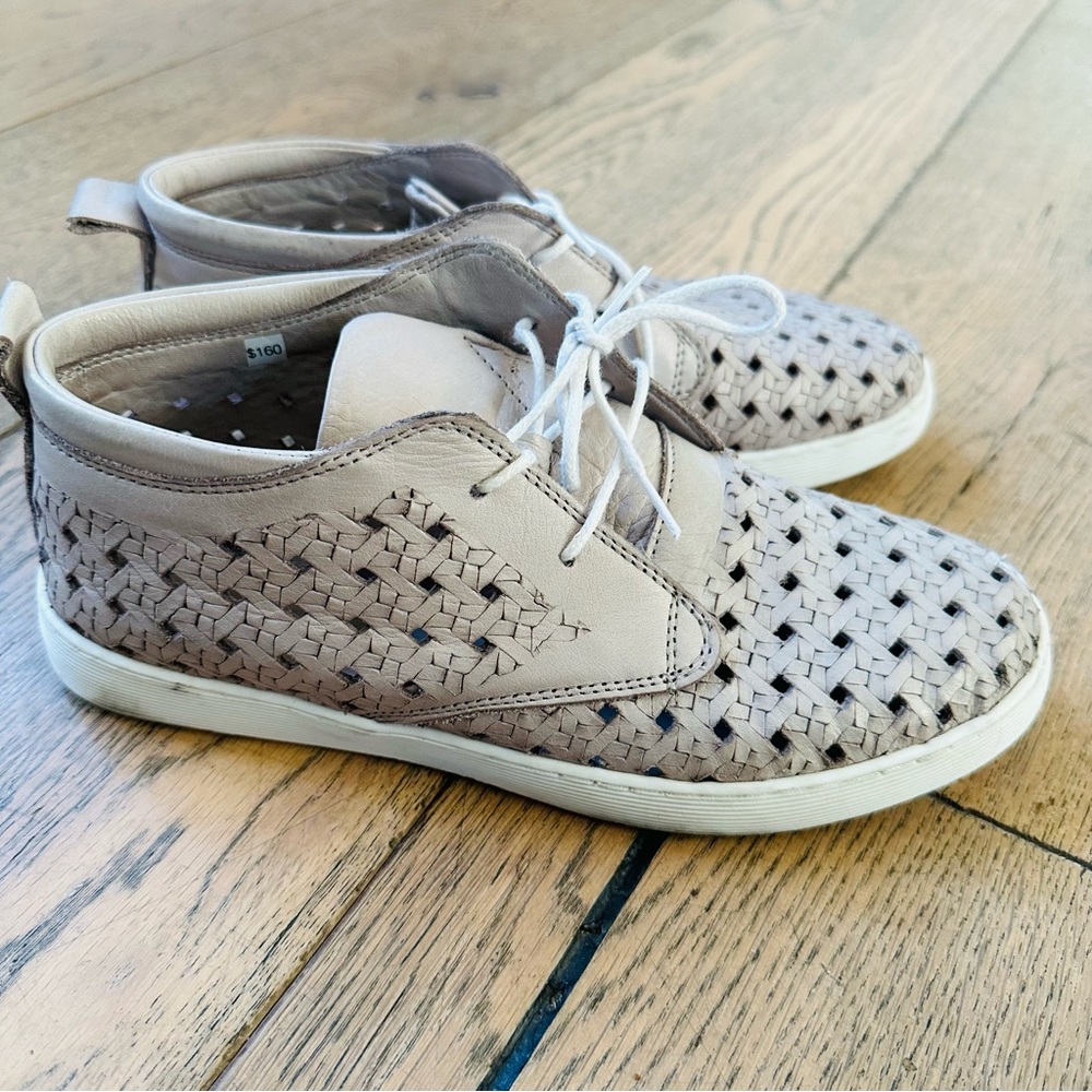 Andrea Conti dove gray perforated leather high top sneakers womens 37 / 6.5
